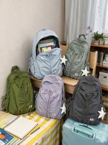 4pcs/1pc Solid Color Ultra-Light Wrinkle-Resistant Backpack, Casual Daily Use Backpack, Suitable For All Seasons, Ideal For Women Students, Travel, Outdoor Sports, Hiking, School, Commuting, Daily Use - Multiple Styles - View 3