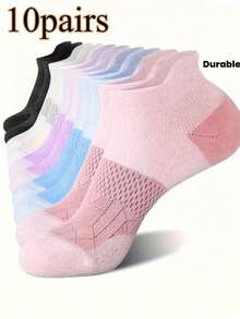 1/5/10 Pairs Women Compression Socks - Arch Support, Moisture Wicking, Warm Low Cut Ankle Socks Suitable For Sports & Casual - Multicolor - View 10
