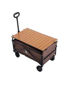 CAMEL CROWN Foldable Camping Wagon Table Board, Portable Picnic Table, Carbon Steel Storage Panel For Outdoor Camp Trolley - Wood Grain Color - View 3