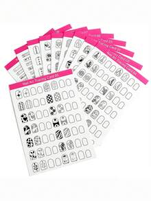 13/10/3pcs Reusable Nail Art Practice Paper Set, Includes Nail Art Tracing Cards, Nail Art Display Cards, Nail Art Training Cards, Perfect For Beginners, Can Improve Nail Technician's Professional Level, Comes With Nail Art Painting Pen And Nail Art Practice Tool Set - Multicolor - View 8