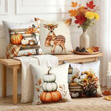 4pcs/1pc Autumn Farm Harvest Theme Pillow Covers, Single-Sided Printed Pillow Covers, Suitable For Living Room Bedroom Home Decor, All-Season Pillow Covers - Multicolor - View 1