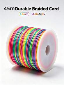 45m 0.8mm Rainbow Beading Cord, Sturdy String, DIY Jewelry Making Thread For Bracelet, Necklace, Beaded Craft Projects.Fil Crochet, Decoration, Squishy - 45m - View 3