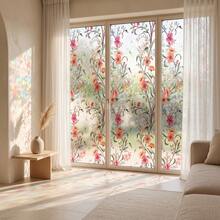 1Roll Stained Glass Window Film, Floral Geometric Leaf Pattern Static Cling No Glue Iridescent Privacy Window Sticker, Decorative Window Cover For Bathroom Bedroom Balcony Home Decor - Gesang Flower - View 9