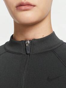 Nike Women's Soft Fitted Dry Comfortable Zip-Up Sports Top - Grey - View 3
