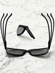 1 Pair Matte Black Square Frame Versatile Outdoor Accessories Daily Wear Simple Elegant Decorative Glasses - 彩色 - 查看 5