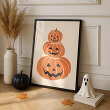 1pc Frameless Jack-O-Lantern Wall Art Halloween Pumpkin Pattern Home Decor Printable Aesthetic Apartment Living Room Bedroom Back To School Funky Posters Dorm Essentials - Jack-o'-lantern - View 6