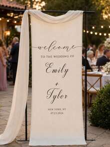Customized Wedding Welcome Sign, Wedding Fabric Welcome Banner, Modern Wedding Welcome Banner, Fabric Sign Customized Wedding Banner, Bohemian Wedding, Bridal Shower Sign Personalized Name Customized Wedding Sign, Customized Minimalist Welcome Sign, Fabric Welcome Sign, Wedding Decor, Customized Fabric Wedding Sign, Personalized Party Decor, Minimalist Sign, Fabric Sign, Wedding Welcome Sign - Multicolor - View 1