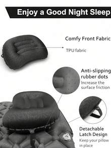 Portable Inflatable Pillow Outdoor Nap Pillow Multi-Color Jacquard TPU Inflatable Pillow For Traveling Camping Napping Desk Rest For Men Women Gift For Vacation And Outdoor Use Camping Essentials Accessories Holiday Essentials - Multicolor - View 9