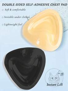 1pair Women Invisible Double-Sided Silicone Adhesive Bra Pads, Reusable Push-Up Lift Inserts, Waterproof Thickened Padding For Bikini, Swimsuit& Strapless Bras - Multicolor - View 3