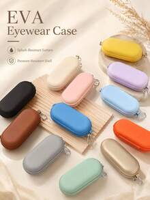 Estuche de gafas de diseño minimalista colorido tipo macaron de PU con carcasa dura ovalada, cremallera y mosquetón metálico, ligero, caja de almacenamiento de gafas de moda, apto para gafas de lectura, mujeres, hombres, niños, bolso, mochila, viaje, escuela, oficina, regalo de cumpleaños - Multicolor - Ver 2