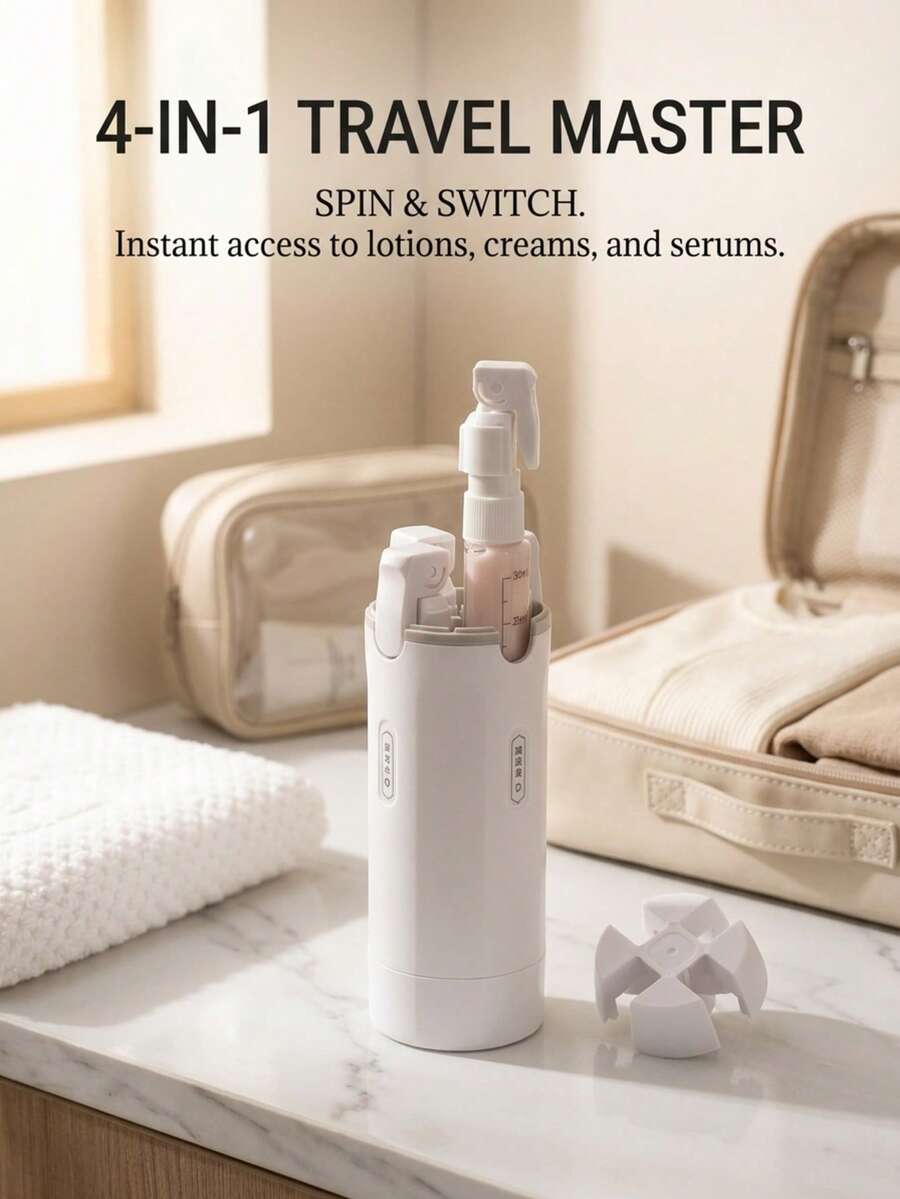 mayzolla Set Botol Isi Ulang Perjalanan Anti Bocor 4-in-1, Cocok untuk Parfum, Sampo, Kondisioner, dan Losion