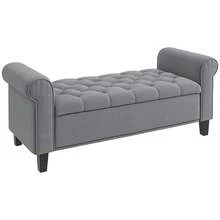 Upholstered Bench, Bed Bench, Sitting Bench In Velvet Look, Hallway Bench With Storage For Bedroom, Up To 120 Kg Load Capacity, Grey, 126 X 48.5 X 47 Cm - Light Grey - View 9