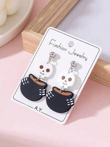 1 Pair Halloween Funny Scary Skull Enamel Design Women's Fashion Earrings, Suitable For Holiday Party Wear And Gift Giving - Multicolor - View 3