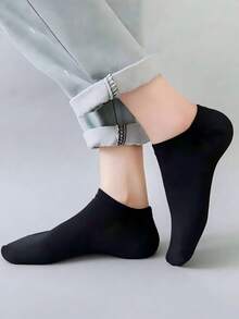 30 Pairs Black, White, Grey Solid Color Fashion Women's Socks, Minimalist Comfortable Versatile, Suitable For Daily Casual Wear - Black - View 3