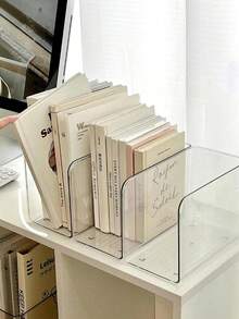 Vigour Summer Caixa de Armazenamento de Arquivos Transparente e Estante de Mesa Acrílica, Organizador de Mesa Doméstico para Arquivos e Livros, Caixa de Armazenamento Acrílica Transparente, Estante Vertical Doméstica, Usado para Organizar Livros e Suprimentos de Escritório na Mesa, Organizador de Revistas e Arquivos de Plástico, Adequado para Mesa, Estante, Casa ou Escritório - Armazenamento Elegante de Livros e Arquivos - Multicolorido - Visão 9