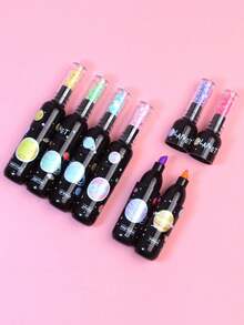 Red Wine Bottle Shaped Creative Highlighter, Fun Stationery Marker For Elementary Students, 6 Colors, First Day Of School - Multicolor - View 5