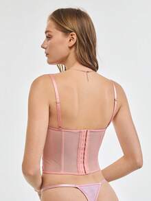 Bonmuse 1件式蕾絲胸衣可愛馬甲上衣 女款性感外出派對夜店上衣 附扣環 夏季款 - 淺粉色 - 查看 7