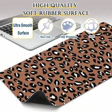 Retro Leopard Print Large Mouse Pad, Vintage Animal Rubber Desk Mat XXL Gaming/Office Durable Stitched Keyboard Mat, Smooth Surface Anti-Slip Base - View 7
