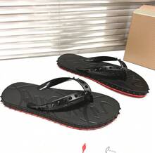 CL Explosion Red Rivet Sole Non-Slip Flat Heel Clip Foot Beach Sandals Outdoor Couples - 黑色 - 查看 5
