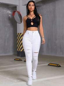 Women Jeans - 純白 - 查看 6