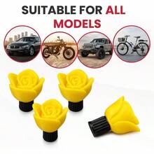 Stem Caps - 4 Pack Tire Caps Car, Truck, Motorcycle, And Bike Cute Floral Wheel Accessory Durable, Weather-Resistant Design - No Tools Required (Yellow) - Yellow - View 4