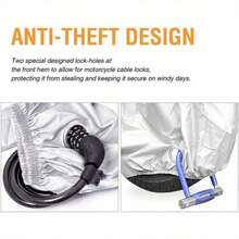 2027 New Winter Motorcycle Cover, Silver Coated Thickened Snowproof Waterproof, Outdoor Sun Protection Dustproof Car Cover, With Lock Hole Windproof Rope, Multi-Color Universal Fit - Black and Silver Car Cover - View 6