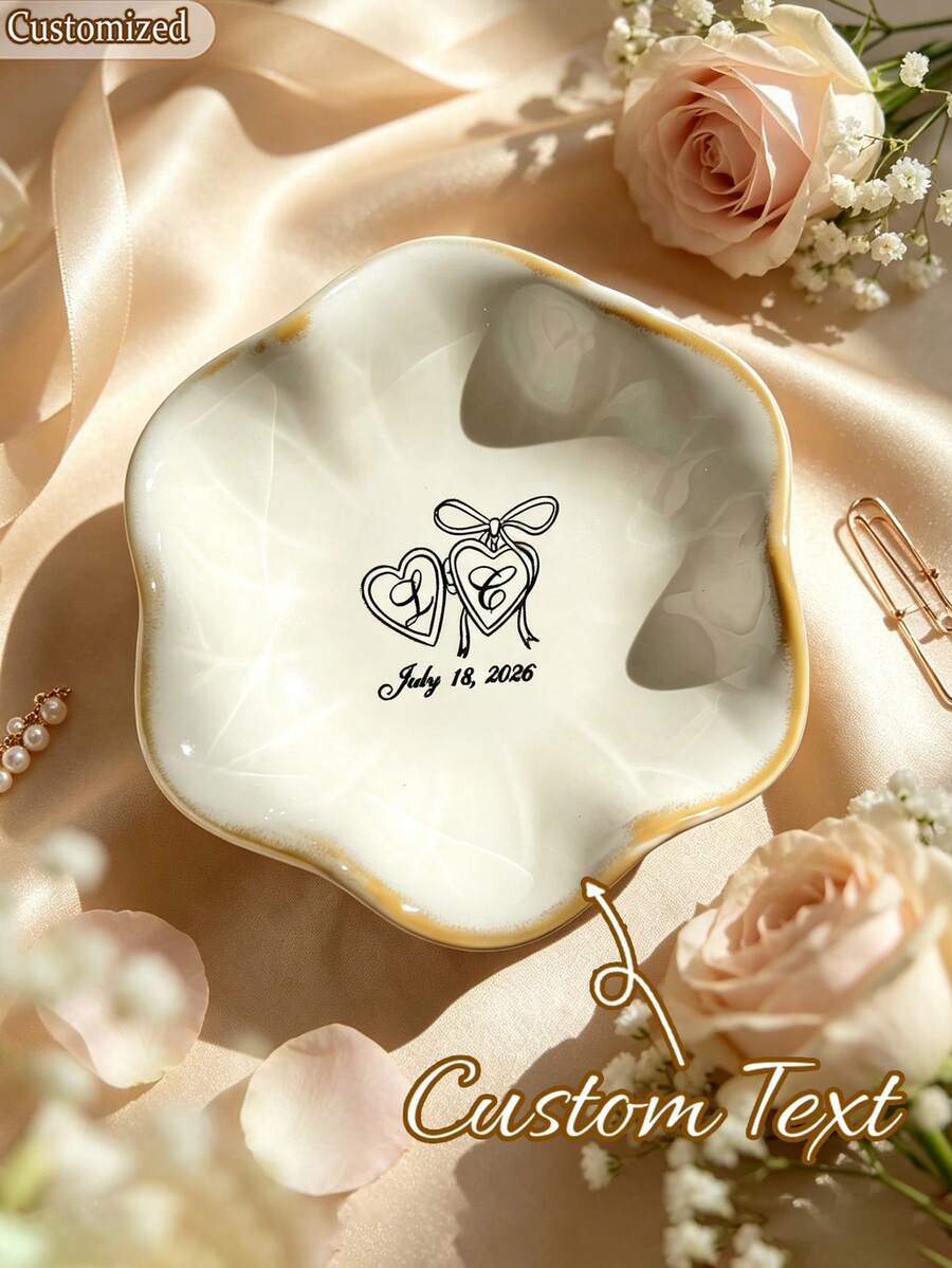 Customized Name Ring Tray, Personalized Ring Dish, Customized Jewelry Tray, Wedding Ring Holder, Engagement Gift For Her, Wedding Gift, Bridesmaid Gift, Bridal Shower Gift, Back To School Gift, Home Decor, Keepsake, Closet Storage, Birthday Gift