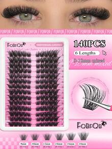 FQBFQB 140pcs DIY Eyelash Extension Set, Suitable For Achieving Natural And Fluffy Eye Makeup. It Is Durable, Comfortable And Long-Lasting. 9-16mm Mix. Beginner-Friendly DIY 3D Effect For Everyday Wear, Parties, Travel & Music Festivals - D - View 5