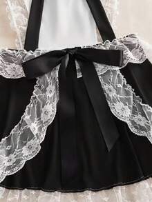 1套蕾絲性感風制服女僕圍裙睡裙，夜店酒吧裝扮服 - 黑色 - 查看 2
