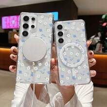 [24h Shipping From DE/FR/ES]Apple 11- 17Phone Case: 1 Piece Creative Fashion Print With Blue And White Flower Pattern, Shockproof, Soft Touch, Made Of PC, Compatible With Galaxy S26ultra/S26+/26/25/25+/25ultra/S24fe/S23/S23+/S23ultra/S22/S21/S20fe/A14/A15/A16/A17/A57/A56/A54/A55/. GCX - Clear - View 2