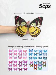 5入組7cm/22cm隨機彩色蝴蝶木樁裝飾 - 彩色 - 查看 13