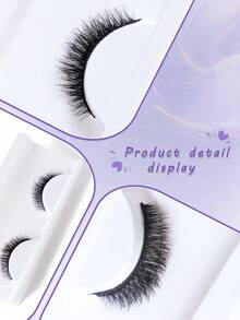 10 Pairs Of Individually Packaged 3D Stereoscopic, Natural Soft Voluminous Short False Eyelashes - Black - View 9
