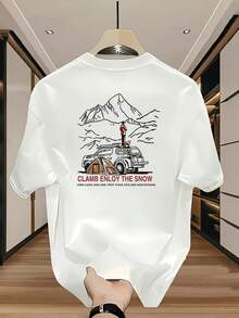 Men's 100% Versatile Crew Neck Short Sleeve T-Shirt, Summer Casual Printed Top 777 - White - View 1