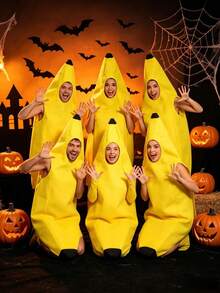 1pc/Set Halloween Giant Banana Costume, Party Performance Giant Banana Role Play Outfit, Game Server Cosplay Costume - Multicolor - View 5