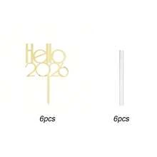1件/3件/6件 金色「Hello 2026」壓克力蛋糕裝飾插牌，適用於新年、聖誕派對蛋糕裝飾 - 彩色 - 查看 20