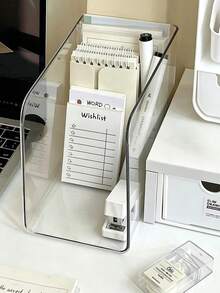 Vigour Summer Caixa de Armazenamento de Arquivos Transparente e Estante de Mesa Acrílica, Organizador de Mesa Doméstico para Arquivos e Livros, Caixa de Armazenamento Acrílica Transparente, Estante Vertical Doméstica, Usado para Organizar Livros e Suprimentos de Escritório na Mesa, Organizador de Revistas e Arquivos de Plástico, Adequado para Mesa, Estante, Casa ou Escritório - Armazenamento Elegante de Livros e Arquivos - Multicolorido - Visão 6