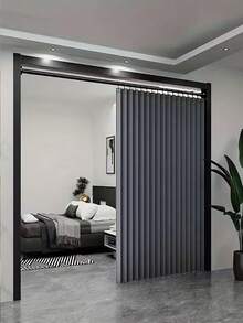 Minimalist Foldable Room Divider Curtain Shower Curtain - Windproof, Foldable, With Hooks And Storage Ties, Modern Polyester Material, Suitable For Living Room/Bedroom/Kitchen, Multiple Colors And Sizes Available, Easy To Care, Pleated Design - Multicolor - View 2