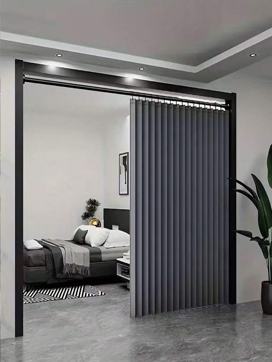 Minimalist Foldable Room Divider Curtain Shower Curtain - Windproof, Foldable, With Hooks And Storage Ties, Modern Polyester Material, Suitable For Living Room/Bedroom/Kitchen, Multiple Colors And Sizes Available, Easy To Care, Pleated Design