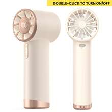 Portable Handheld Fan, Speed (1-100) Adjustable Turbo Mini Fan Double-Click To Launch, 3000mAh Battery Rechargeable Personal Fan With Metal Body, Digital Display, Gifts For Women Men Travel/Camping/Outdoor-Grey - 手持 - 查看 1