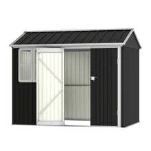 Stylish Modern Metal Garden Shed – 152.4 * 91.44 Cm Waterproof Galvanized Steel Storage Unit With Clear Window, Smooth Sliding Door, Secure Lock & Lean-To Design For Patio, Backyard Or Outdoor Utility Use – Compact, Rust-Resistant, Easy Assembly, Spa - 256.03*173.43*228.6cm - View 12
