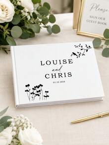 Personalized Wedding Guest Book, Personalized Linen Fabric Scrapbook, Guest Reception Book, Customized Engagement Keepsake Album, Wedding Guest Book, Wedding Keepsake Gift - Multicolor - View 2