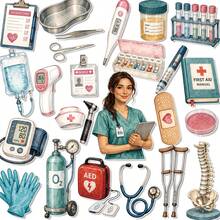 1 Set Medical Health Care Theme Stickers, Scrapbook Stickers, Planner Handmade DIY Stickers - A - View 2