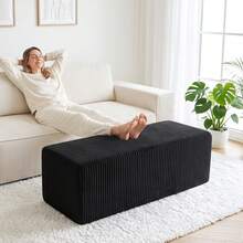 Only Ottoman! Ottoman For Sectional Sofa Couch, Oversized Mid Century Modern Boneless Bench  Modular Sectional Sofa Foot Stools For Living Room Furniture End Of Bed Benches For Bedroom Entryway, Coffee Table Decor No Assembly Rectangular Pouf Ottoman - Ottoman Black - View 3