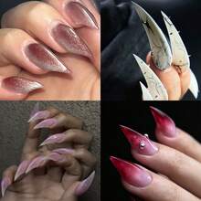 Clear Curved Claw Poly Gel Nail Dual Forms Kit, 14 Sizes Reusable Stiletto Claw Nail Extension Molds, Perfect For Gothic Claw, Sharp Stiletto Long Nail Extensions, Nail Salon Artists Beginner At-Home DIY Manicure Supplies - Clear - View 11