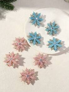 Juego de 8 pinzas laterales para el cabello BB con copos de nieve de cristal de princesa de hielo versátiles para niñas - Multicolor - Ver 2