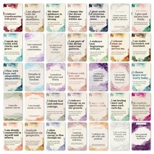 New 36pcs Inspirational Affirmation Cards, Minimalist Watercolor Style Text Cards, Single-Sided Printed Cards, Blank Back For Custom Writing, Holiday Gift Cards/Valentine's Day Gift Cards. - Multicolor - View 4