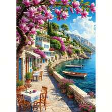 1PC DIY 5D Diamond Painting Kit Coastal Landscape Pattern - Round Full Diamond Art Mosaic Craft, Home Wall Decor, Unframed - No Frame - View 8