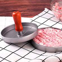 Forma Prensadora de Hambúrguer Caseiro | Modelador de Carne com Cabo de Madeira | 12cm - Prata - Visão 5