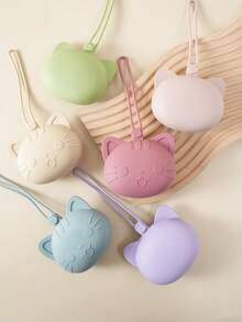 PopLittleOne 1pc Cartoon Cat Shaped Baby Silicone Pacifier Holder Portable Pacifier Storage Case Soft Soother Container Infant Daily Use Nipple Accessories - Multicolor - View 3