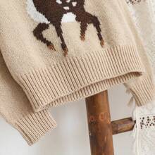 Sweater Lengan Panjang Motif Rusa Jacquard Kerah Bulat untuk Anak Perempuan Remaja - MultiWarna - View 11